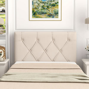 Upholstered Headboard for Twin Size Bed with Fabric Upholstery-Beige view 3