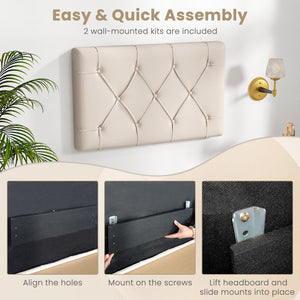 Upholstered Headboard for Twin Size Bed with Fabric Upholstery-Beige view 8