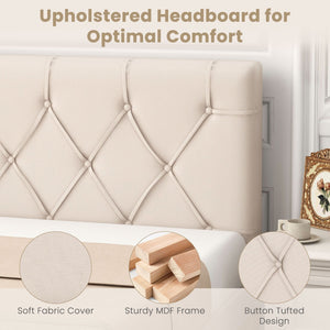 Upholstered Headboard for Twin Size Bed with Fabric Upholstery-Beige view 9