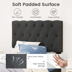 Upholstered Platform Bed with Tufted Headboard and Wooden Slats Gray-Twin Size view 6