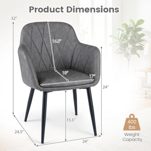 Upholstered PU Leather Kitchen Chairs Set of 2 with Curved Back and Wide Seat-Gray view 4