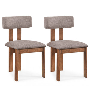 Upholstered Rubber Wood Dining Chairs Set of 2 with Curved Backrest-Walnut view 4
