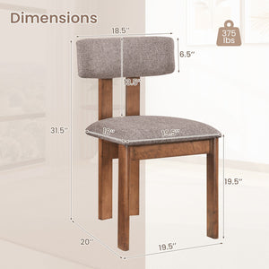 Upholstered Rubber Wood Dining Chairs Set of 2 with Curved Backrest-Walnut view 5