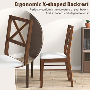 Upholstered Side Dining Chairs Set of 2 with Rubber Wood Frame-Brown view 7