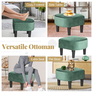 Upholstered Teddy Velvet Club Barrel Chair with Ottoman with Footrest-Green view 8