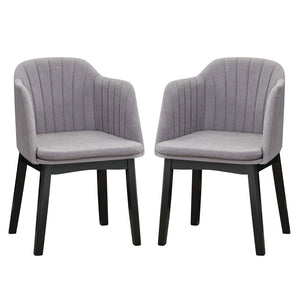 Upholstered Velvet Accent Modern Dining Chairs Set of 2 with Curved Backrests-Grey
