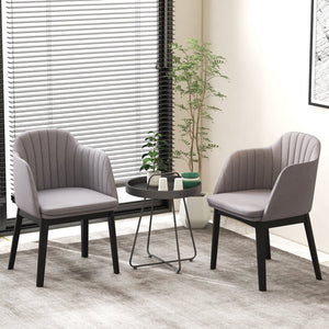 Upholstered Velvet Accent Modern Dining Chairs Set of 2 with Curved Backrests-Grey view 2