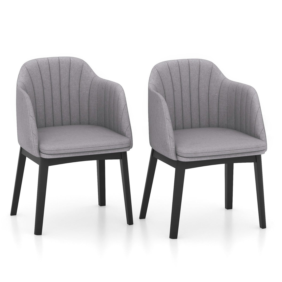 Upholstered Velvet Accent Modern Dining Chairs Set of 2 with Curved Backrests-Grey view 4