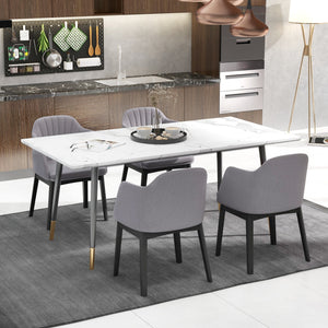 Upholstered Velvet Accent Modern Dining Chairs Set of 2 with Curved Backrests-Grey view 6