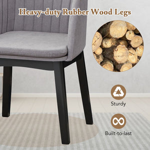 Upholstered Velvet Accent Modern Dining Chairs Set of 2 with Curved Backrests-Grey view 8