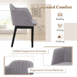 Upholstered Velvet Accent Modern Dining Chairs Set of 2 with Curved Backrests-Grey view 9