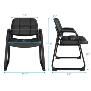 Set of 2 Waiting Room Chair Home Office PU Leather Guest Chairs-Black view 5