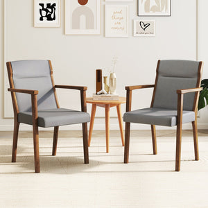Upholstered Wooden Accent Chairs Set of 2 with High Back and Soft Cushion-Gray view 2