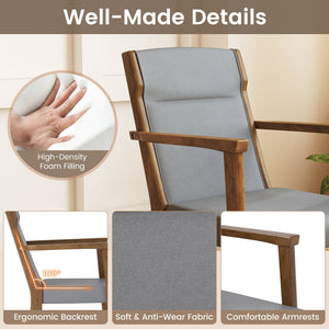 Upholstered Wooden Accent Chairs Set of 2 with High Back and Soft Cushion-Gray view 6