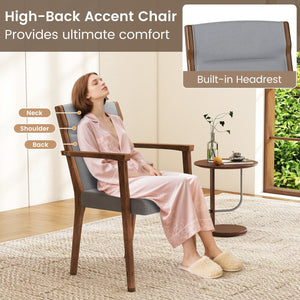 Upholstered Wooden Accent Chairs Set of 2 with High Back and Soft Cushion-Gray view 7