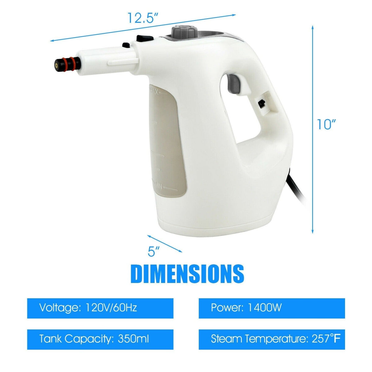 1400W Handheld Steam Cleaner with 14-Piece Accessory Kit and Child Lock-Gray view 6
