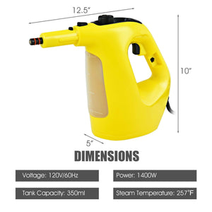 1400W Handheld Steam Cleaner with 14-Piece Accessory Kit and Child Lock-Yellow view 8