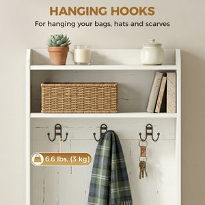 Modern Hall Tree with Shoe Storage Bench, Coat Rack and Shelves, White