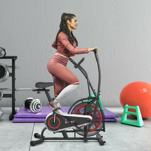 Upright Air Bike Fan Exercise Bike with Display Unlimite Resistance and Adjustable Seat-Black view 2