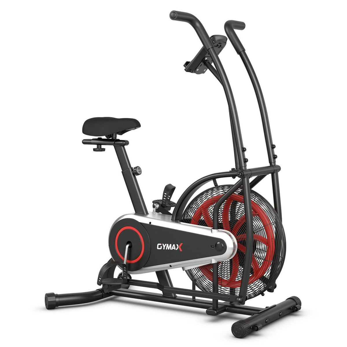Upright Air Bike Fan Exercise Bike with Display Unlimite Resistance and Adjustable Seat-Black view 7