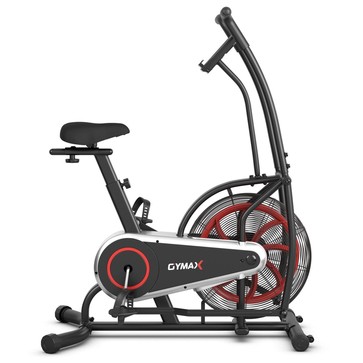 Upright Air Bike Fan Exercise Bike with Display Unlimite Resistance and Adjustable Seat-Black view 9