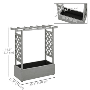 Wooden Raised Garden Bed with Trellis, Outdoor Planter Box with Hanging Roof, Drainage Holes and Bed Liner