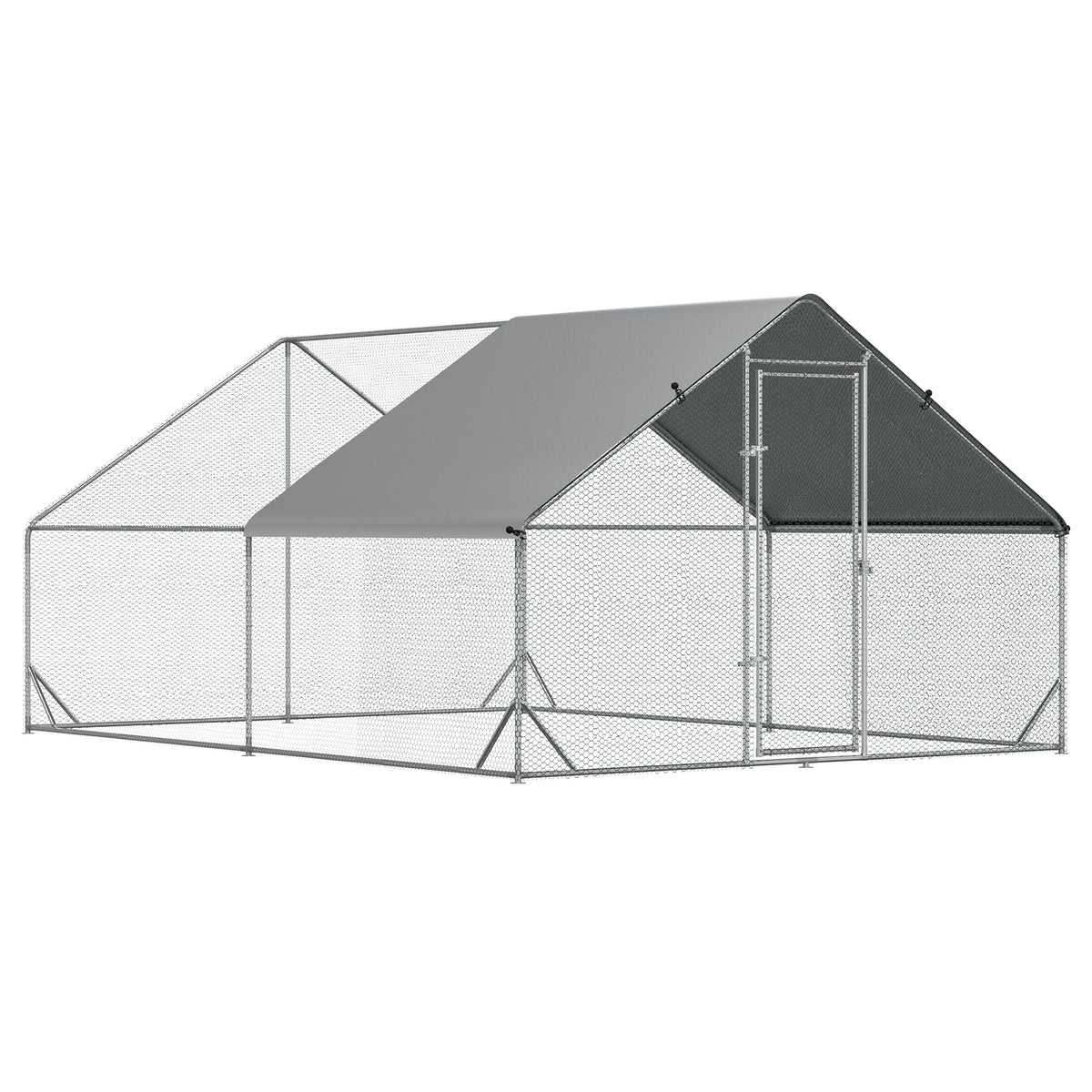 9.8' x 19.7' x 6.6' Chicken Coop Cage, Outdoor Hen House w/Cover & Lockable Door