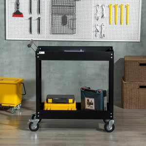 Rolling Tool Cart, 2 Tier Mobile Service Utility Cart with Wheels, Black – view 6