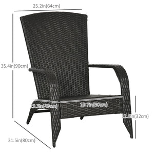Patio Wicker Adirondack Chair, Outdoor Rattan Muskoka Chair with Cushions for Patio, Garden, Backyard, Cream