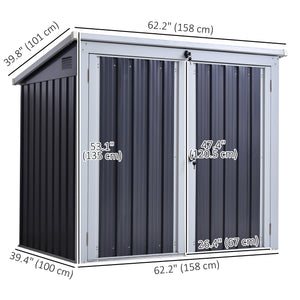 5ft x 3ft Outdoor Garbage Bin Storage Shed with Lockable Doors and Lid, Outside Storage Shed for Trash Can, Black
