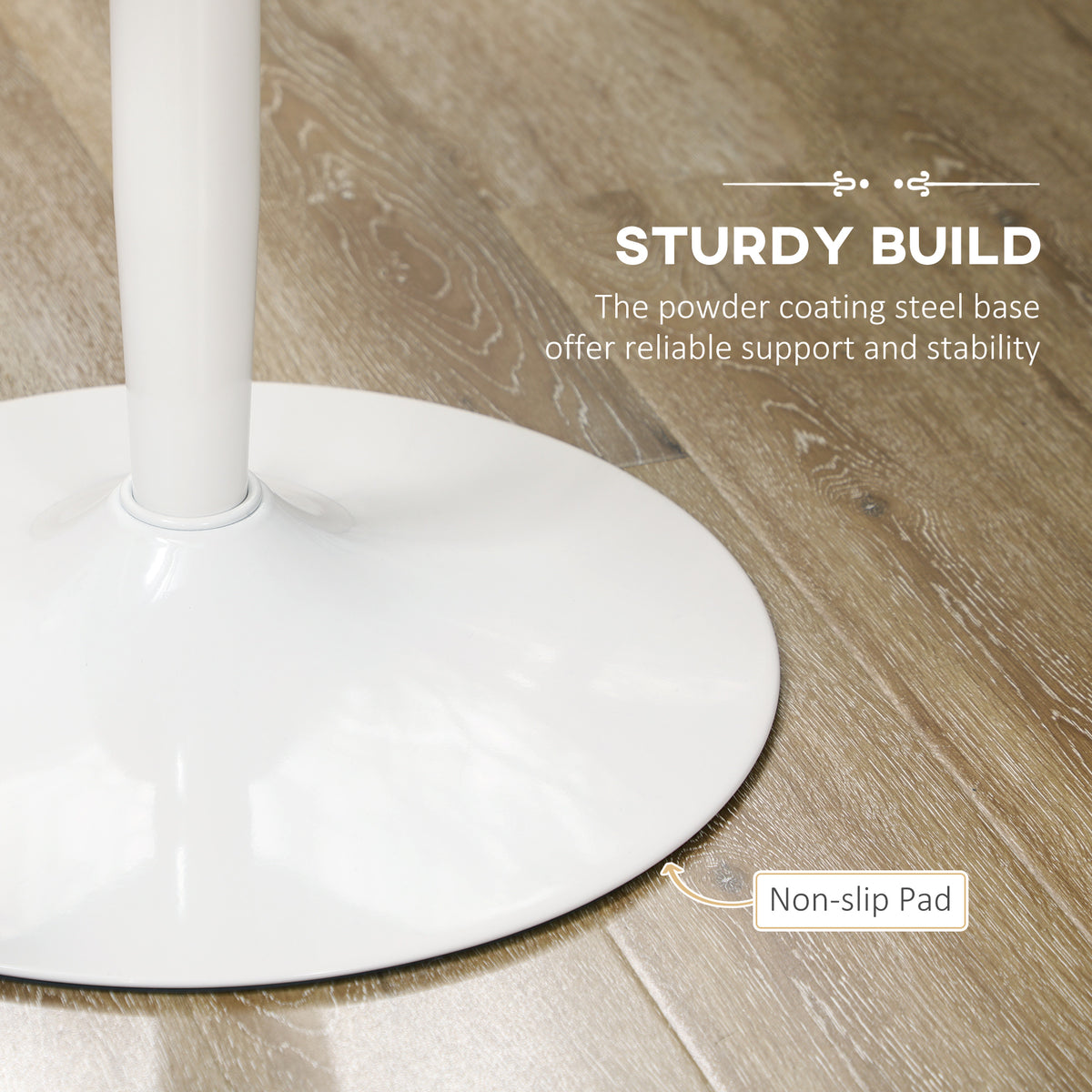 Modern Kitchen Table for 2 People, Round Dining Table with Steel Base for Living Room, Dining Room, White