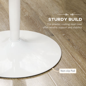 Modern Kitchen Table for 2 People, Round Dining Table with Steel Base for Living Room, Dining Room, White