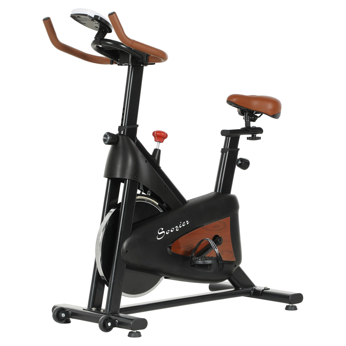Soozier Quiet Stationary Exercise Bike with Adjustable Resistance, Seat, Black