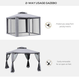 10' x 10' Patio Gazebo Pavilion, 2-Tier Roof Canopy Outdoor Event Party Tent with Steel Frame for Garden – view 17