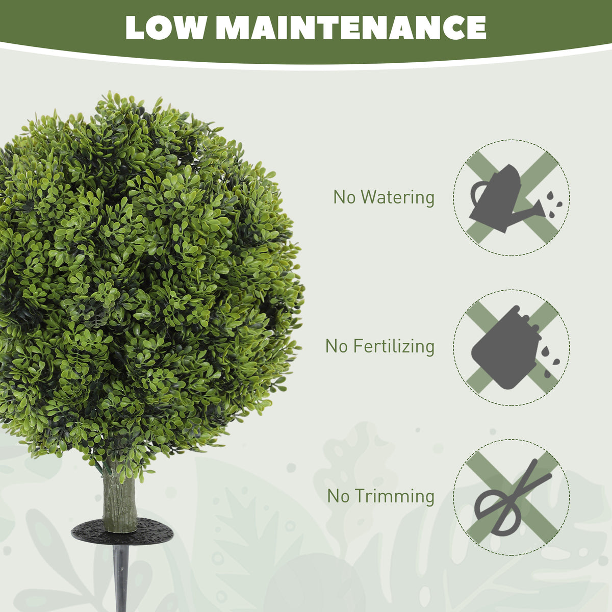 Artificial Boxwood Topiary Trees Set of 2 with Ground Stake, UV Resistant Fake Plants for Indoor Outdoor, Green