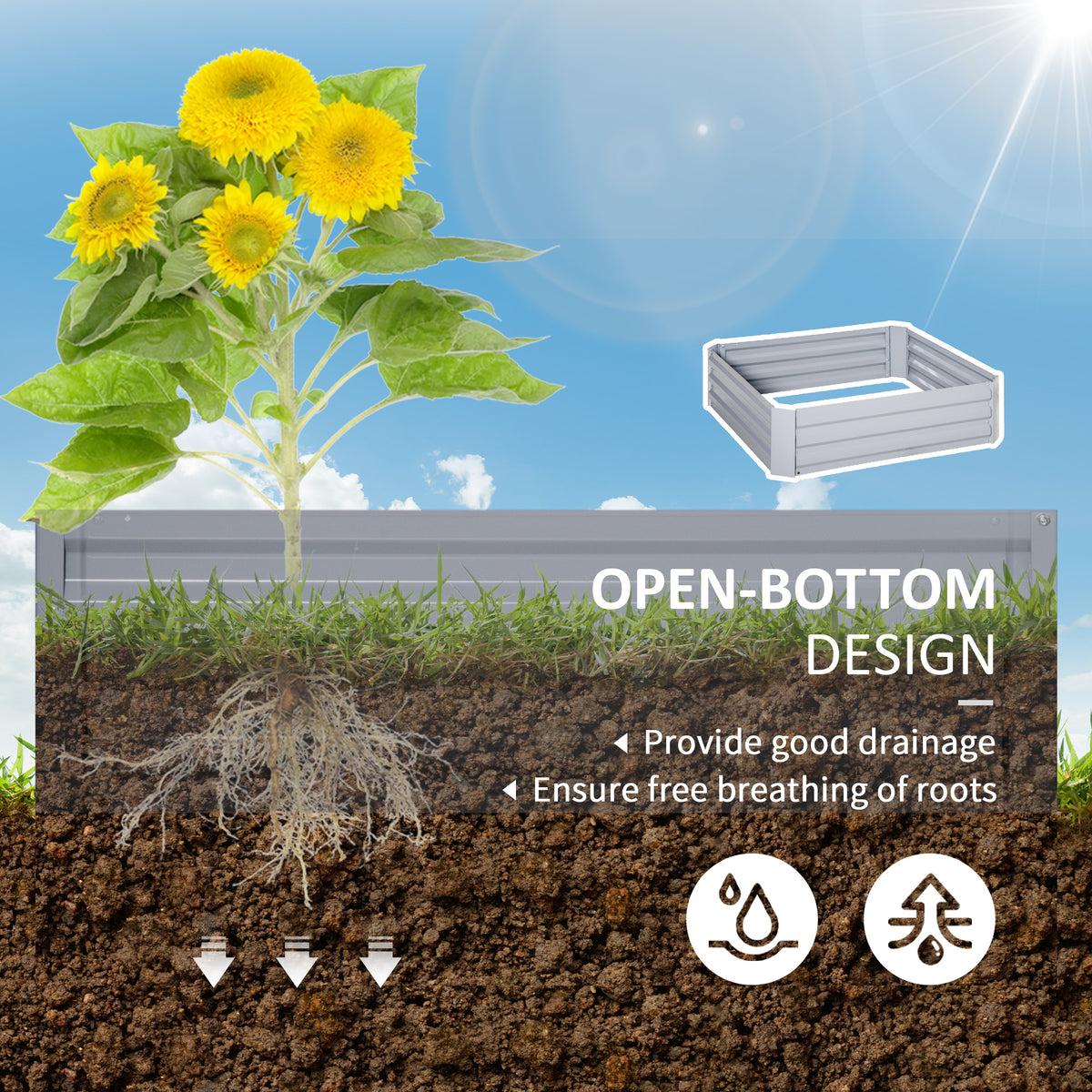 39" x 39" x 12" Set of 2 Raised Garden Bed, Elevated Planter Box with Galvanized Steel Frame for Growing – view 11