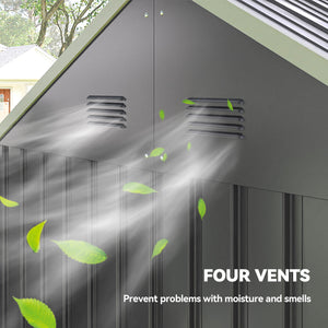 8.5' x 5.5' Metal Garden Storage Shed, Outdoor Tool Storage House with Lockable Door, Vents, Sloped Roof – view 5