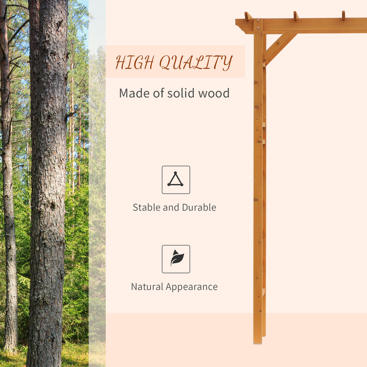 85" Wooden Outdoor Garden Arbour, Garden Arch Trellis for Climbing Vines  for Wedding and Ceremony -