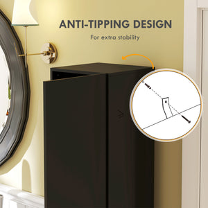 Tall Bathroom Cabinet, High Gloss Storage Cabinet with Doors and Adjustable Shelves, 11.8" x 11.8" x 71.5" – view 5