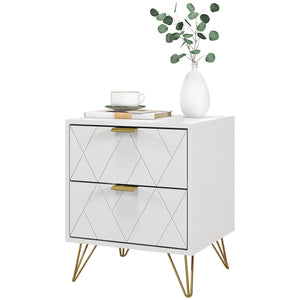 Modern Bedside Table, Accent Nightstand with 2 Drawers, Bed End Table for Bedroom, Black – view 8