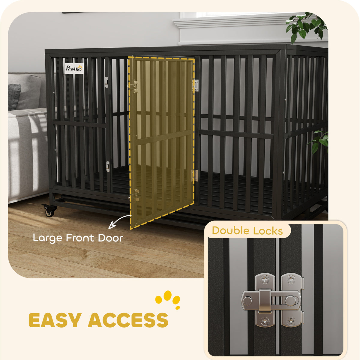 41" Heavy Duty Steel Dog Crate Kennel Pet Cage with Wheels for Convenient Access Anti-Pinching Floor, Black – view 18