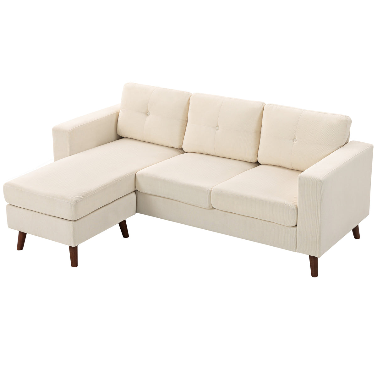 Sectional Sofa with Changeable Chaise Lounge, 3 Seat L-Shaped Small Space Sofa – view 8