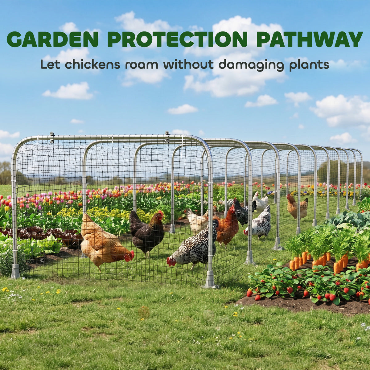 Extra Long Chicken Tunnel for Outside, 354" x 39" Galvanized Steel Chicken Run for 10-15 Chickens or Ducks