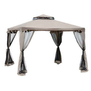 10' x 10' Patio Gazebo Pavilion, 2-Tier Roof Canopy Outdoor Event Party Tent with Steel Frame for Garden