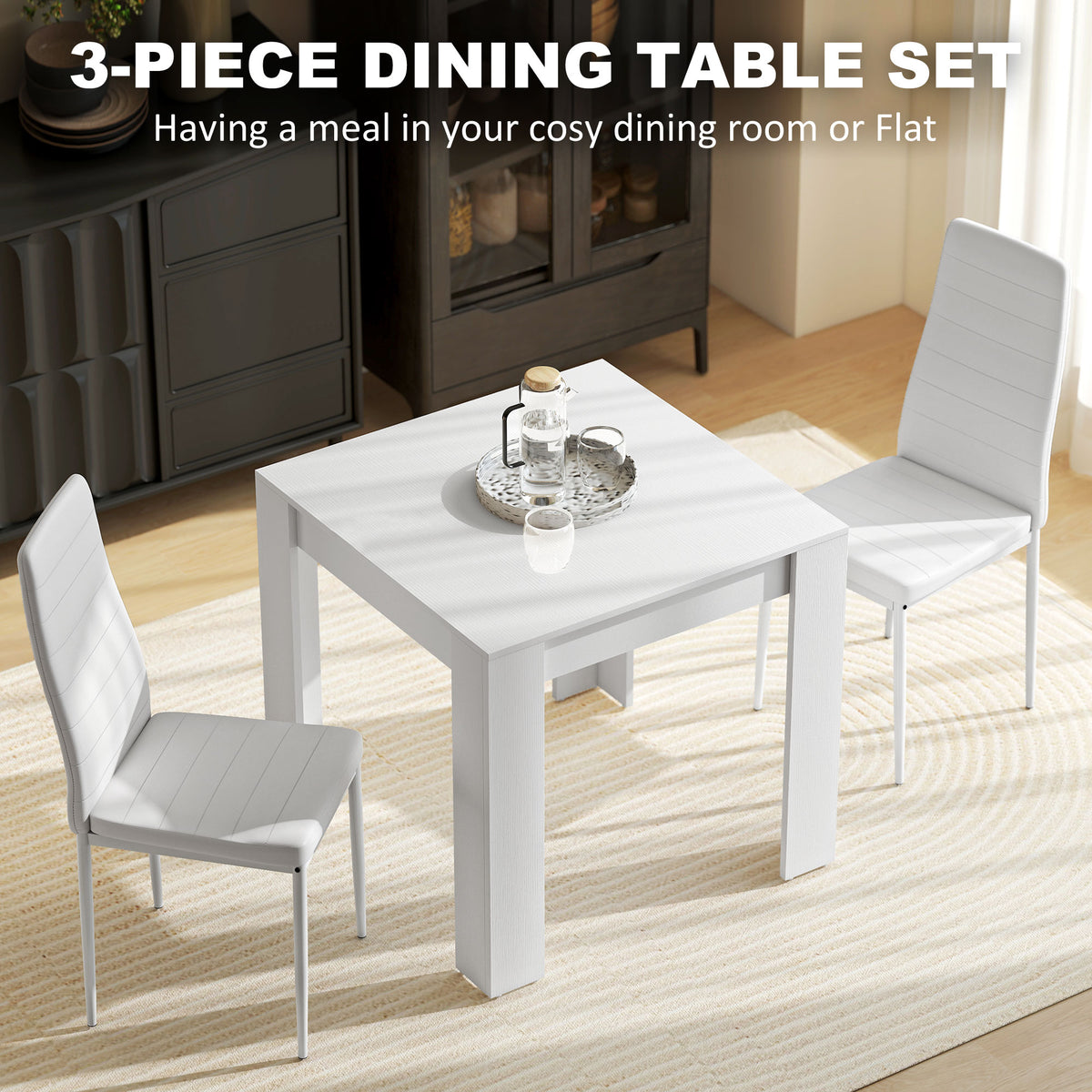 Dining Table Set for 2, Square Kitchen Table and Chairs – view 10