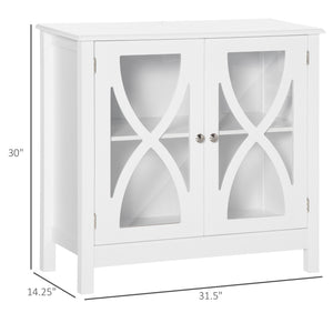 Kitchen Sideboard, Glass Door Buffet Cabinet, Bathroom Storage Cabinet with Adjustable Storage Shelf for Dining Room, Living Room, White