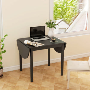 Solid Wood Kitchen Table, Drop Leaf Tables for Small Spaces, Folding Dining Table, Black – view 6