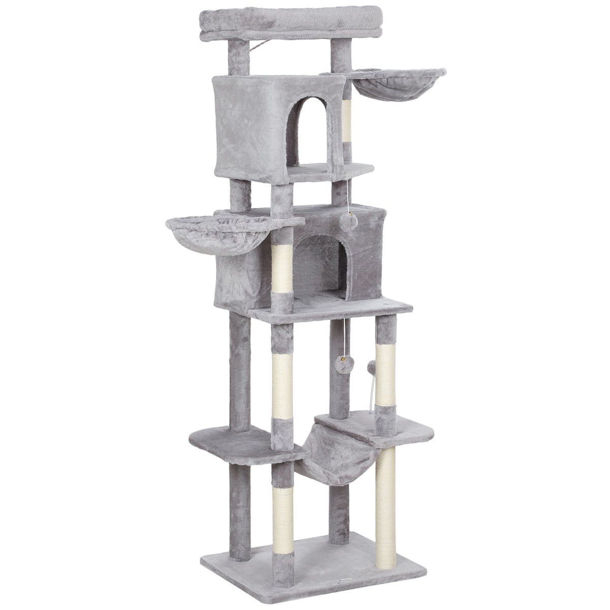 69" Cat Tree, Multi-Level Cat Tower with 2 Condos, Plush Perch and Sisal Scratching Posts, Dark Grey – view 8