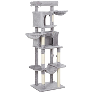 69" Cat Tree, Multi-Level Cat Tower with 2 Condos, Plush Perch and Sisal Scratching Posts, Dark Grey – view 8