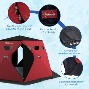 4 Person Insulated Ice Fishing Shelter, Pop-Up Portable Ice Fishing Tent with Carry Bag and Two Doors for – view 20